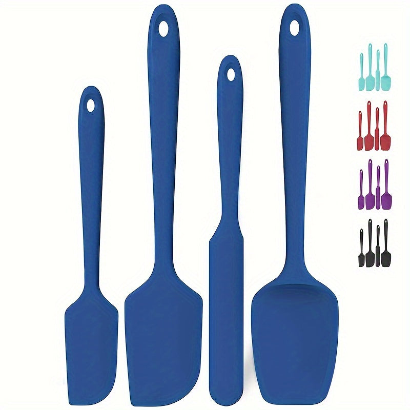 4-piece set of U-Taste heat resistant silicone spatulas for nonstick cookware, with a high temperature resistance of 600ºF and seamless, BPA-free design for safe food handling.