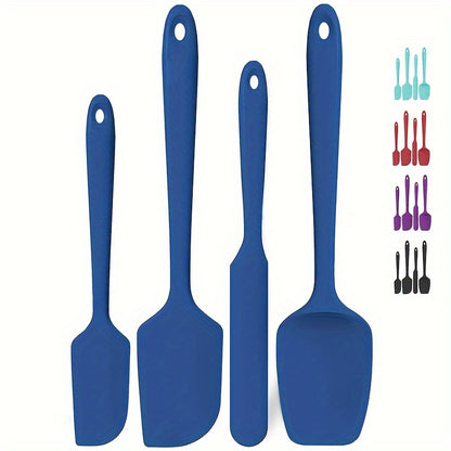 4-piece set of U-Taste heat resistant silicone spatulas for nonstick cookware, with a high temperature resistance of 600ºF and seamless, BPA-free design for safe food handling.