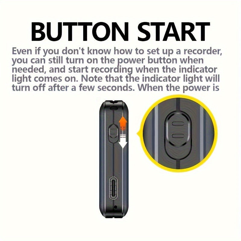 32GB/64GB voice recorder with noise reduction, MP3 playback, and portable design for recordings in various settings like interviews, lectures, meetings, and classrooms.