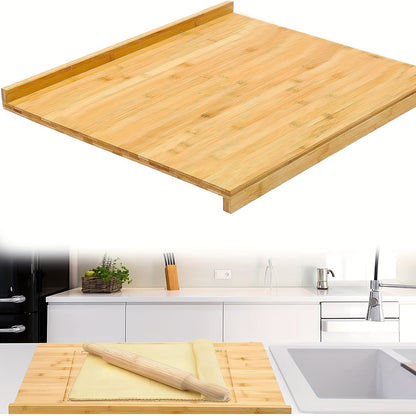 Large Bamboo Wood Pastry Board with Dual-Sided Kitchen Butcher Block and Counter Edge, Reversible Cutting Board for Secure Fit on Table, Food Safe Chopping Board