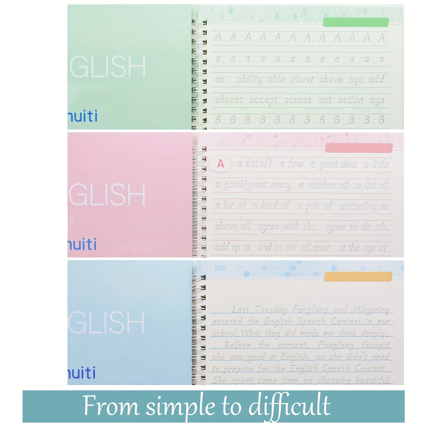 English Handwriting Practice Set with Writing Tools and Reusable Calligraphy Alphabet Book.