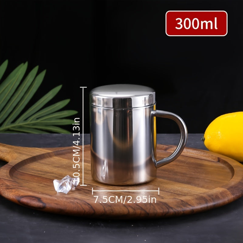 304 Stainless Steel Coffee Mug with Lid, Double Walled, 300ml/400ml, Insulated for Hot & Cold Drinks, Ideal Gift