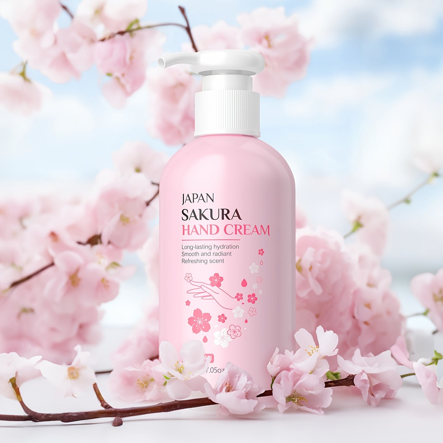 LAIKOU Sakura Hand Cream 200g, Deep Hydration with Vitamin C and Niacinamide, Gentle Formula for Dry & Sensitive Skin