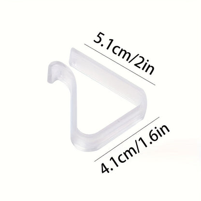 These transparent tablecloth clips come in a pack of 8 and are perfect for securing your tablecloth in place for indoor and outdoor events. Made from white polypropylene (PP), these clips are hand wash only. Great for meetings and parties.