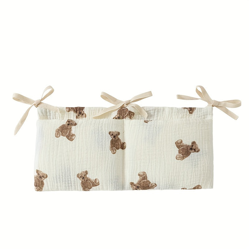 This versatile storage bag made of pure cotton features double layers for extra storage. It can be used as a bedside organizer, toy bag, stroller hanging bag, or bottle holder. With a festive print, it makes a perfect Easter, Halloween, or Christmas gift