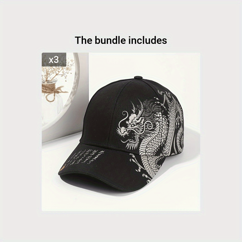 Chinese dragon print baseball cap