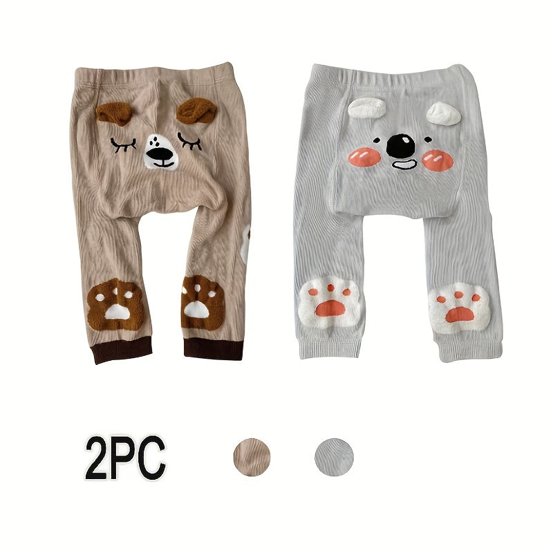 2 cute cartoon cotton blend leggings for youngsters, soft, stretchy, and perfect for all seasons