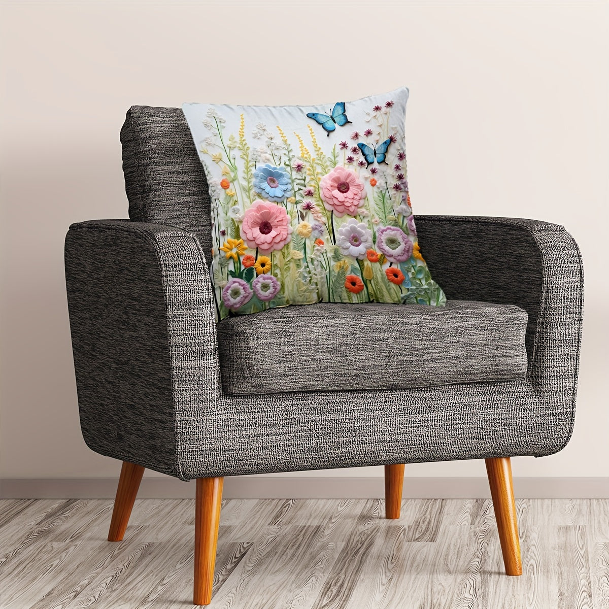 1pc Butterfly Series Digital Printed Pillow Cover, 44.96cm x 44.96cm, Single Sided Printing, Suitable for Sofa, Living Room, Bedroom, Home Decoration - No Pillow Insert included.