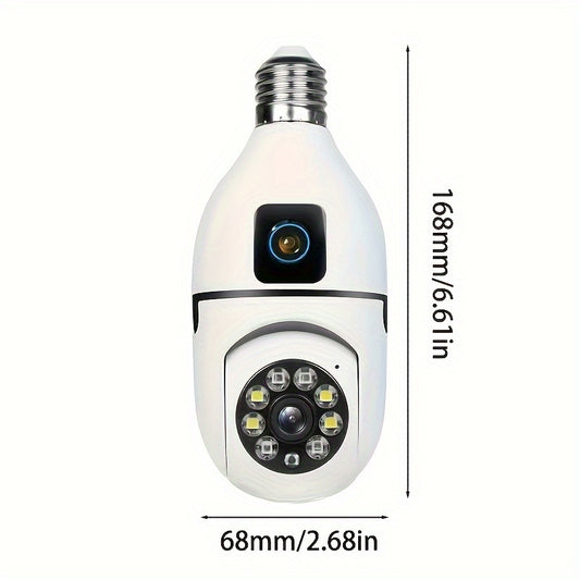 YIIYRY 360° Panoramic Light Bulb Security Camera for Home & Outdoor with HD 1080P WiFi, Smartphone Access, Two-Way Audio, Motion Detection, and Cloud Storage Optional.