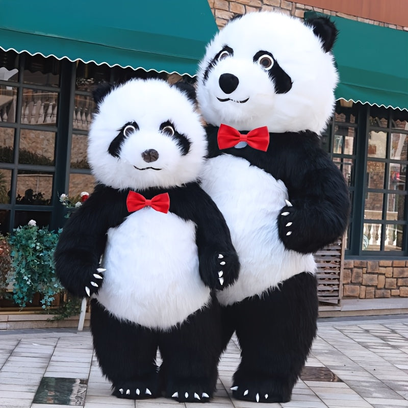 Giant panda inflatable costume with backpack & bow tie for parties, masquerades & holidays.