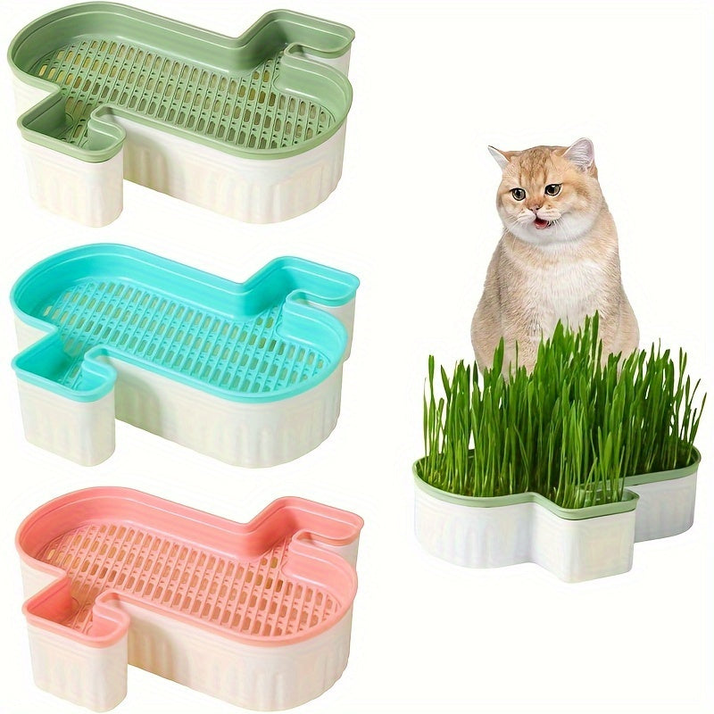 WhiskerWonders Double-Layer Detachable Cat Grass Growing Kit - Reusable Hydroponic Sprouting Tray for Cats and Dogs, Durable Plastic, Easy-to-Clean Pet Grass Planter Pot