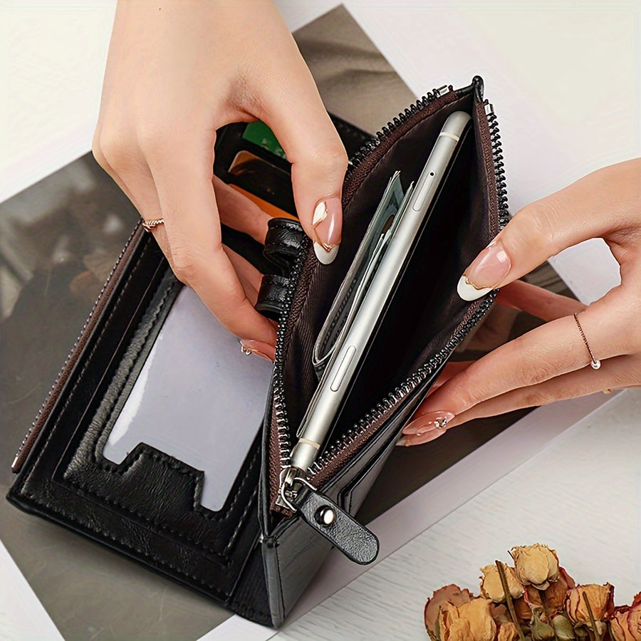 Long clutch wallet with solid color, lightweight coin purse in minimalist retro style.