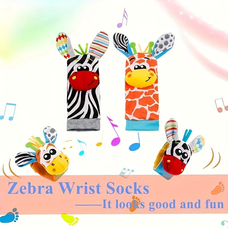 Plush Zebra Wrist Rattle Socks Set for Babies 0-12 Months - Perfect Gifts for Baby's Birthday, Halloween, Thanksgiving, Easter, and Christmas.