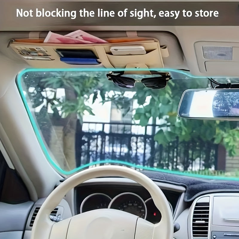 Upgrade your car organization with stylish PU leather storage bag and sun visor clip.