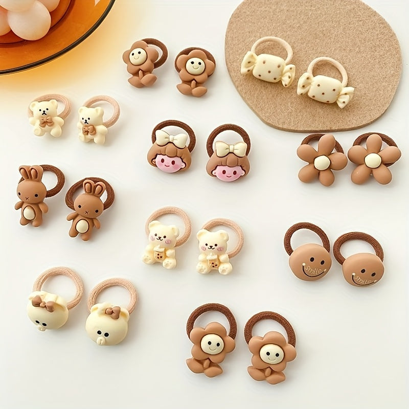 10/20/30/40/50pcs Cute Cartoon Hair Ties, Suitable for Hair Styling at Parties and Holidays, Perfect Gifts for Girls.