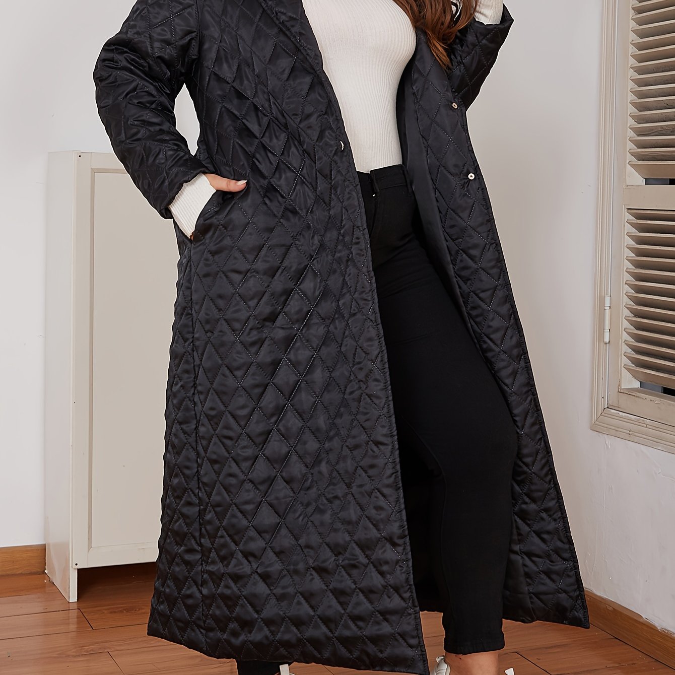 Long coat for plus sizes.