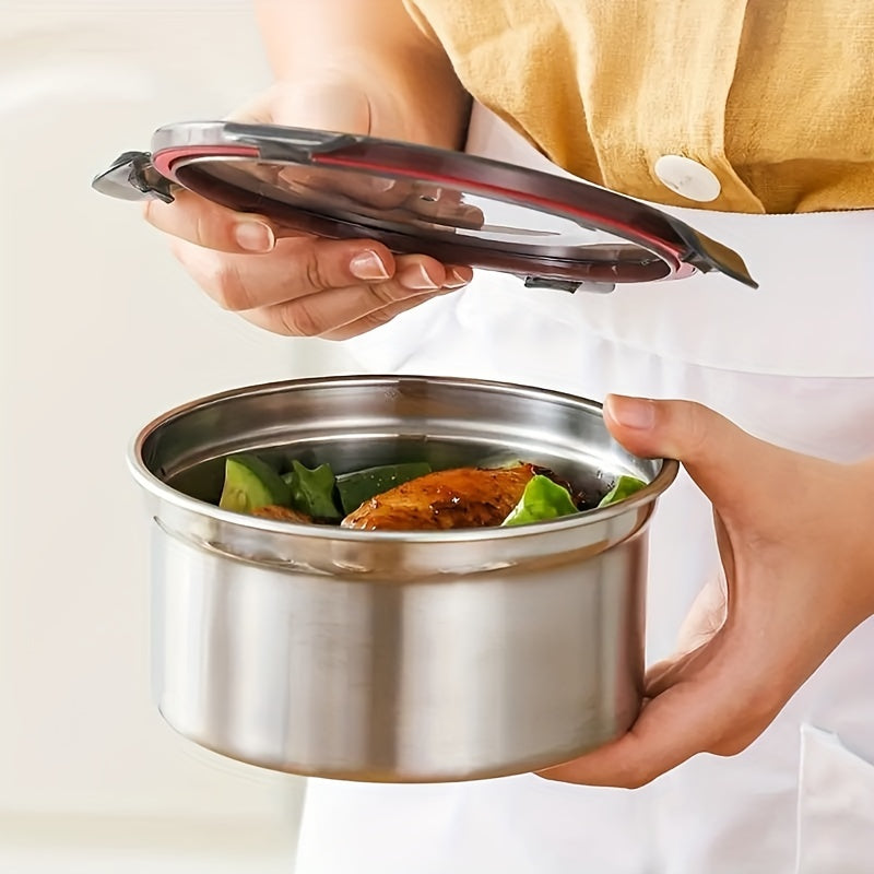 Set of 3 Stainless Steel Food Storage Containers with Lids - Perfect for Adults, Salad Dressings, Snacks, and More! Leakproof, Reusable, and Ideal for Refrigerator Preservation. Includes Seal Bowls, Crisper Case, Food Savers Cases, Bento Boxes, and More!