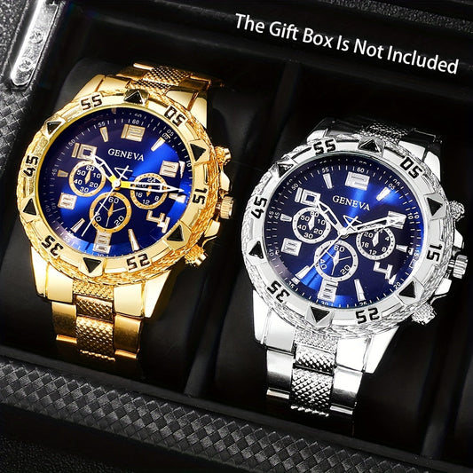 New fashion business men's round quartz watch set, perfect for Valentine's Day, Easter, Ramadan, birthdays, and Christmas. Makes a great gift for friends and family during Eid Al-Adha celebrations in the Middle East.