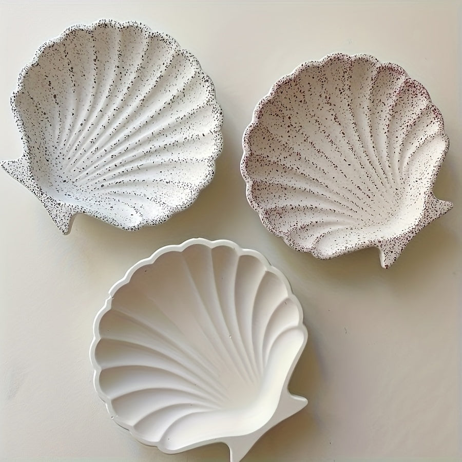 Ocean shell tray silicone mold for DIY plaster ornament storage.