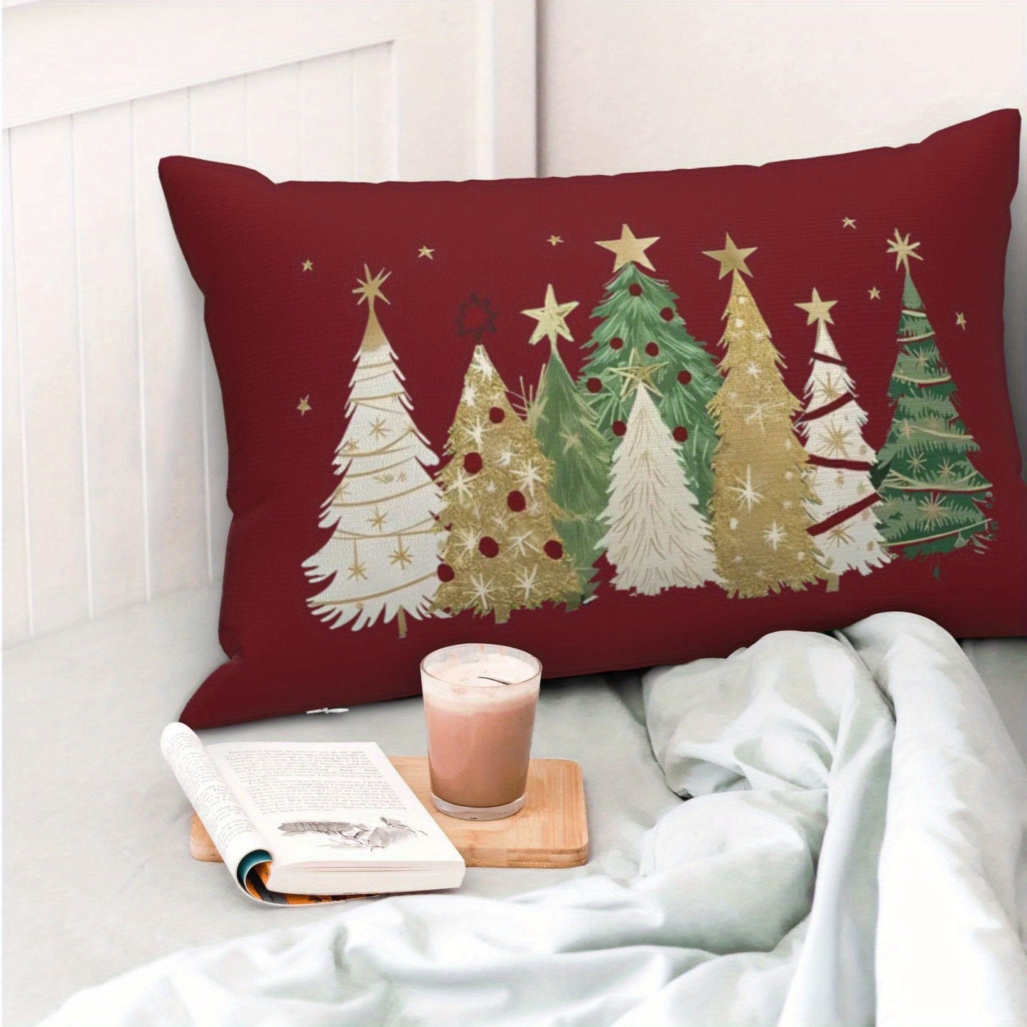 Decorate your living room and bedroom with this Christmas Decorative Pillow Cover featuring a Christmas tree design. This sofa cushion cover is perfect for adding some festive charm to your space. It makes a great Christmas decoration and gift. The