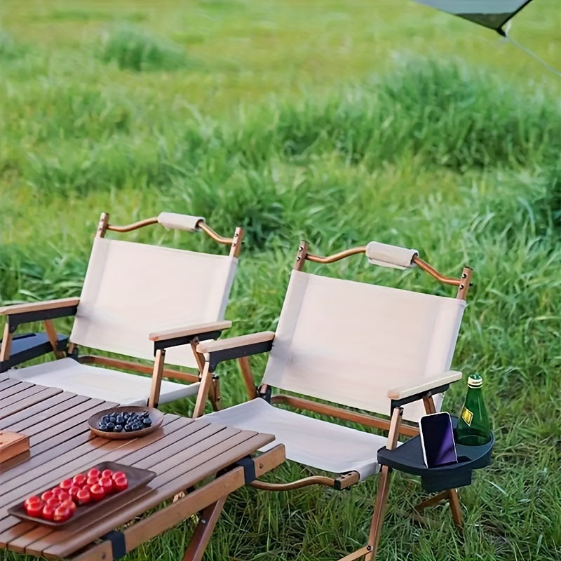 Durable Black Clip-On Side Tray designed for Zero Gravity Recliner Chairs, featuring Cup Holder, Mobile Device Slot, and Snack Tray. Made from Weather-Resistant Plastic for long-lasting use with Lounge Chairs.