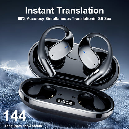 1pc OURLIFE AI Smart Translation Earbuds with 144 language support, digital display, long-lasting battery, deep bass, call control, and rechargeable lithium polymer battery.