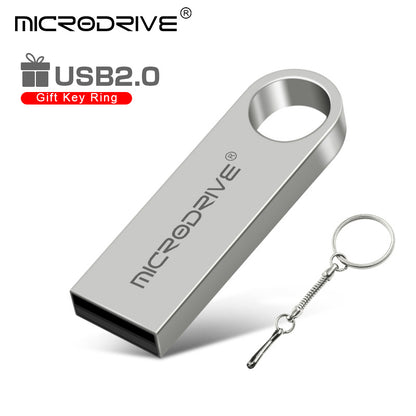 MICRODRIVE USB 2.0 Flash Drive available in storage options from 4GB to 128GB, portable with key ring attachment, suitable for data transfer and backup.