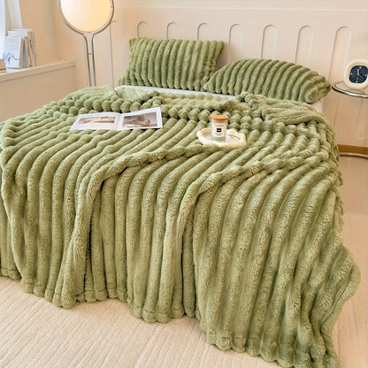 Soft and cozy striped throw blanket with ultra-plush feel - perfect for the bed, couch, or your furry friend - Ideal for all-season comfort and extra warmth during the winter months.