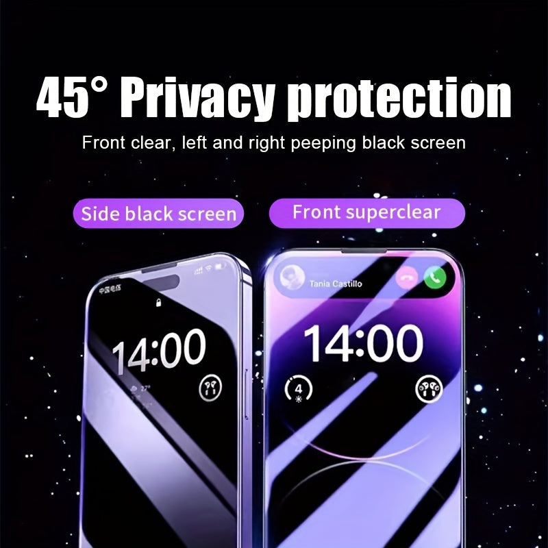 3pcs Privacy Glass screen protectors for various iPhone models.