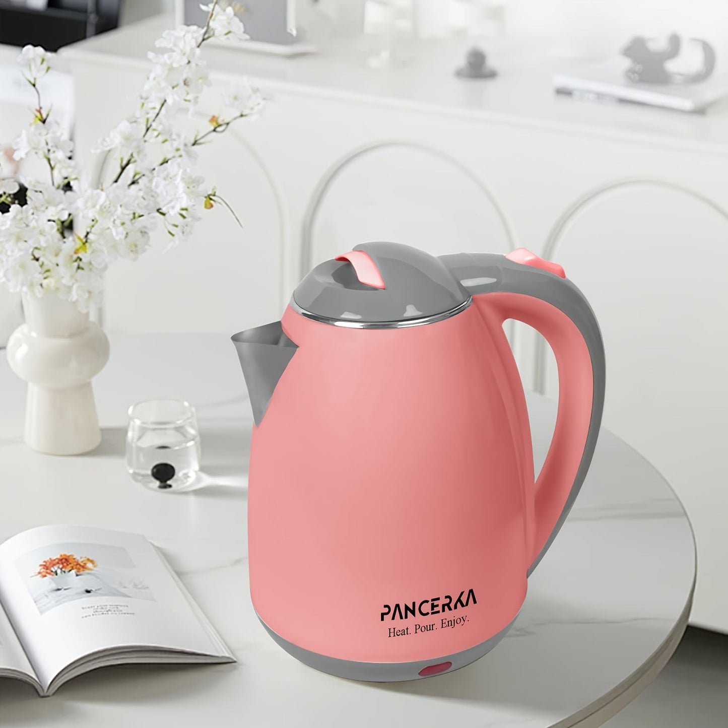 Get ready to experience quick and convenient boiling with the 1pc PANCERKA Electric Kettle. This 1500W kettle can rapidly boil 1.8L of water with its auto shut off feature for safety. Made of stainless steel, it is powered by a 220V European Standard