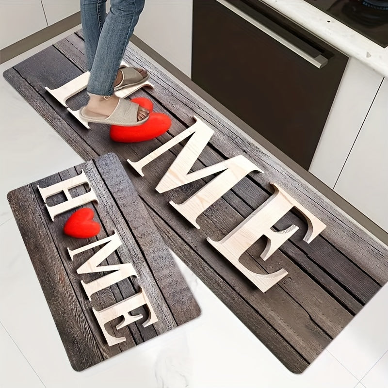 Soft Thickened Kitchen Mat Set, featuring a non-slip, oil-proof floor mat, waterproof runner rug, and dirt-resistant, machine washable floor mat. Perfect for any entrance, kitchen, living room, laundry room, or bathroom. This water-absorbing floor mat