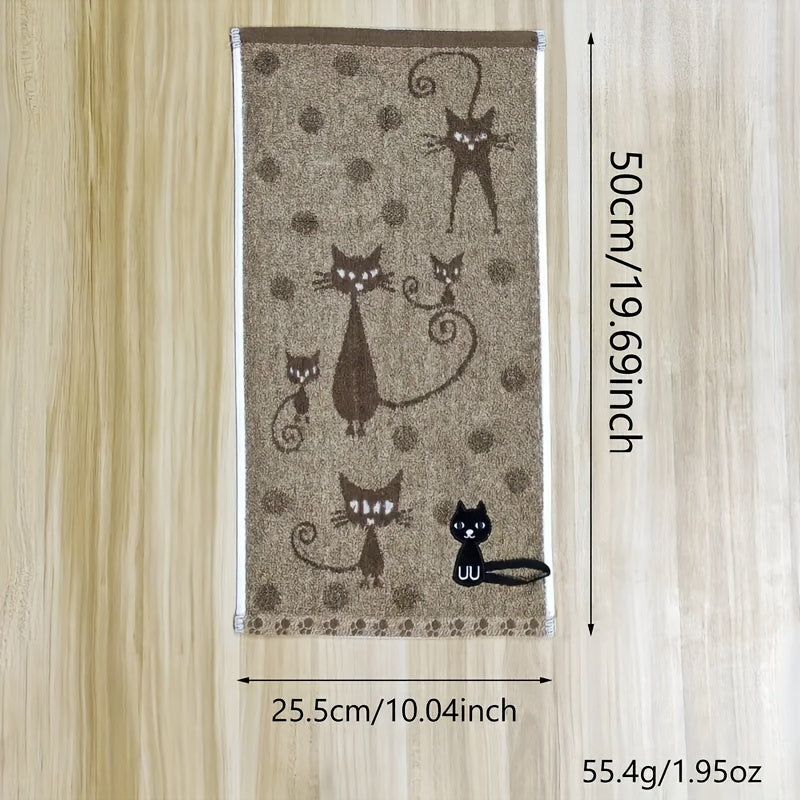 Cat print hand towel, absorbent and quick-drying, ideal for home bathroom. Great as a small towel gift or holiday decoration.