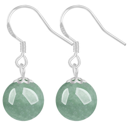 Luxurious Tribal Style Dangle Earrings with Synthetic October Birthstone Jade, S925 Sterling Silver Plated, Featuring Fashionable Imitation Jade Pendant. Perfect for Daily Wear or Gifting, Ideal accessory for Christmas Holiday Parties.