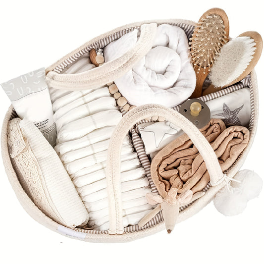 Baby Diaper Caddy: Convenient Nursery Storage Bin and Car Organizer for Diapers, Wipes, and More! Features Cotton Rope Basket Design for Changing Table Organization