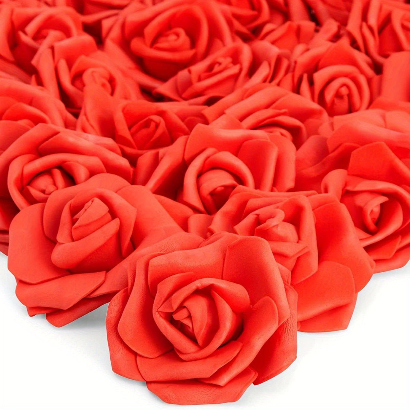 50pcs of 7cm artificial rose flower heads, perfect for DIY wedding centerpieces and home decorations, in light pink and stemless design.