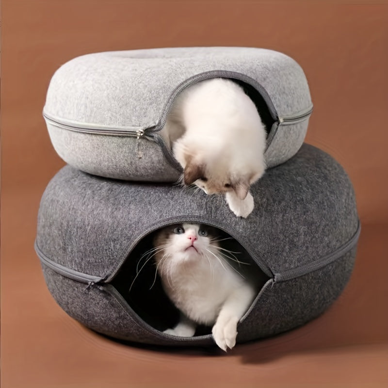 Large cat cave for multiple cats and large cats, indoor cat tunnel bed that is detachable and washable.