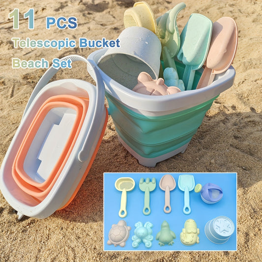 11-Piece Beach Sand Toys Set - Stylish Morandi Colors - Ideal Outdoor Toys for Kids!