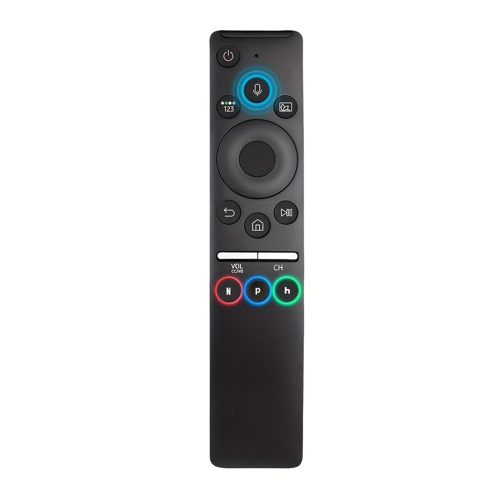 Voice control remote for Samsung TVs with Easy-Pair technology is compatible with Smart, Curved, QLED, LED LCD, 8K & 4K models. No batteries required, includes Play, Launch, and Navigation