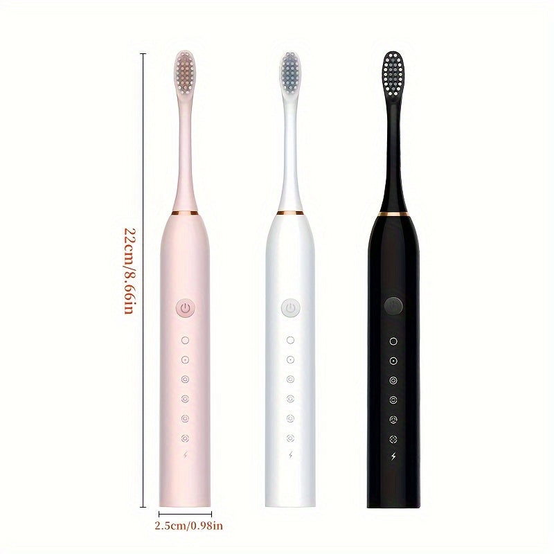 USB Rechargeable Sonic Electric Toothbrush with Replaceable Brush.