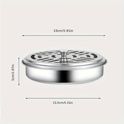 Sturdy Stainless Steel Mosquito Coil Holder with Lid - Flame-Resistant & Durable, Great for Residences, College Dorms & Accommodations - Ideal for Year-End Festivities like Halloween, Thanksgiving, Christmas & New Year's Eve