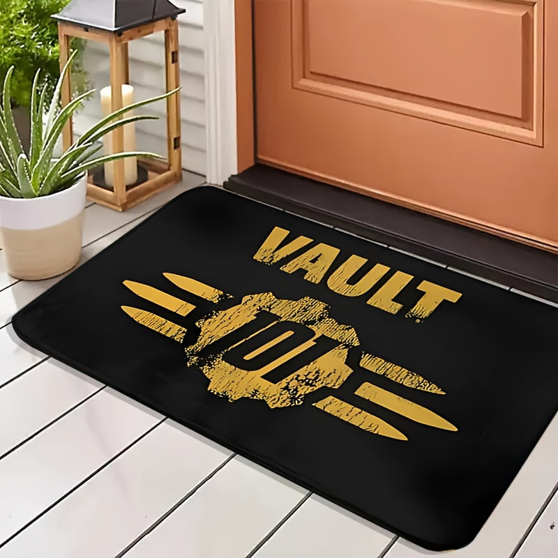 Welcome to Vault 101 Fallout Doormat - Durable Indoor/Outdoor Entrance Mat, Easy to Clean Polyester Rug for Front Door, Kitchen, or Porch - Rectangular Game Mat with Non-Slip Backing