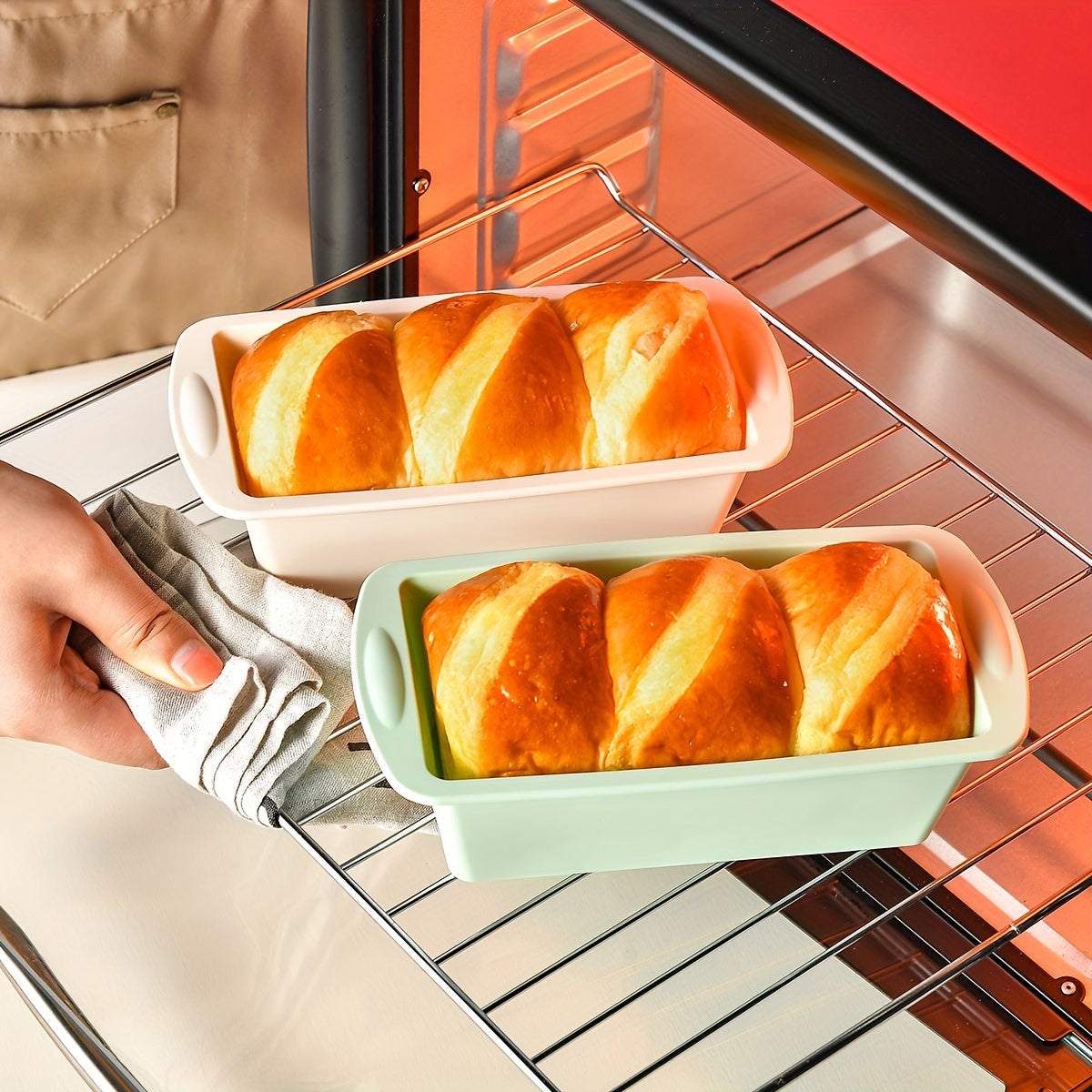 Set of 4 Silicone Loaf Pans for Baking Bread and Making Toast - Non-Stick Bakeware, Oven and Kitchen Accessories