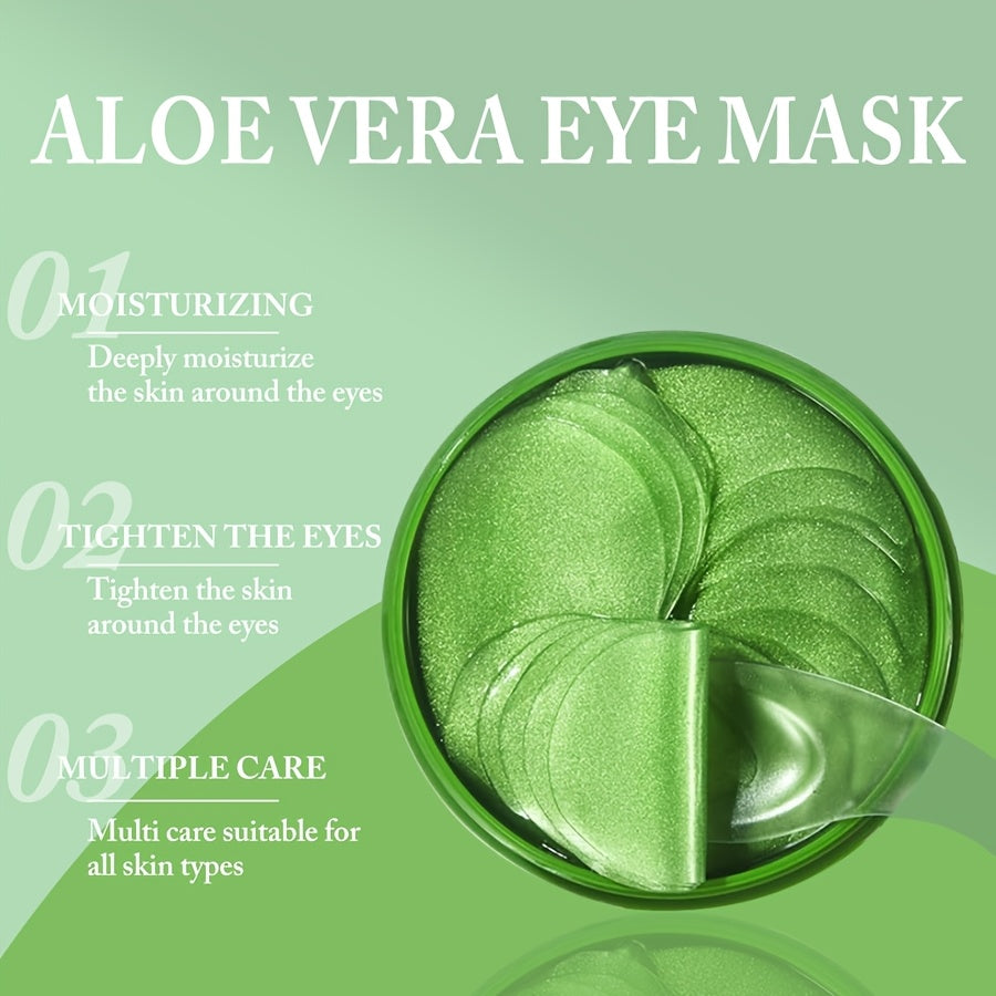 60pcs Aloe Vera and Collagen Eye Masks for Moisturizing and Firming skin, enhancing radiance and elasticity. Say goodbye to dryness and dullness with this Eye Care Skin Care treatment.