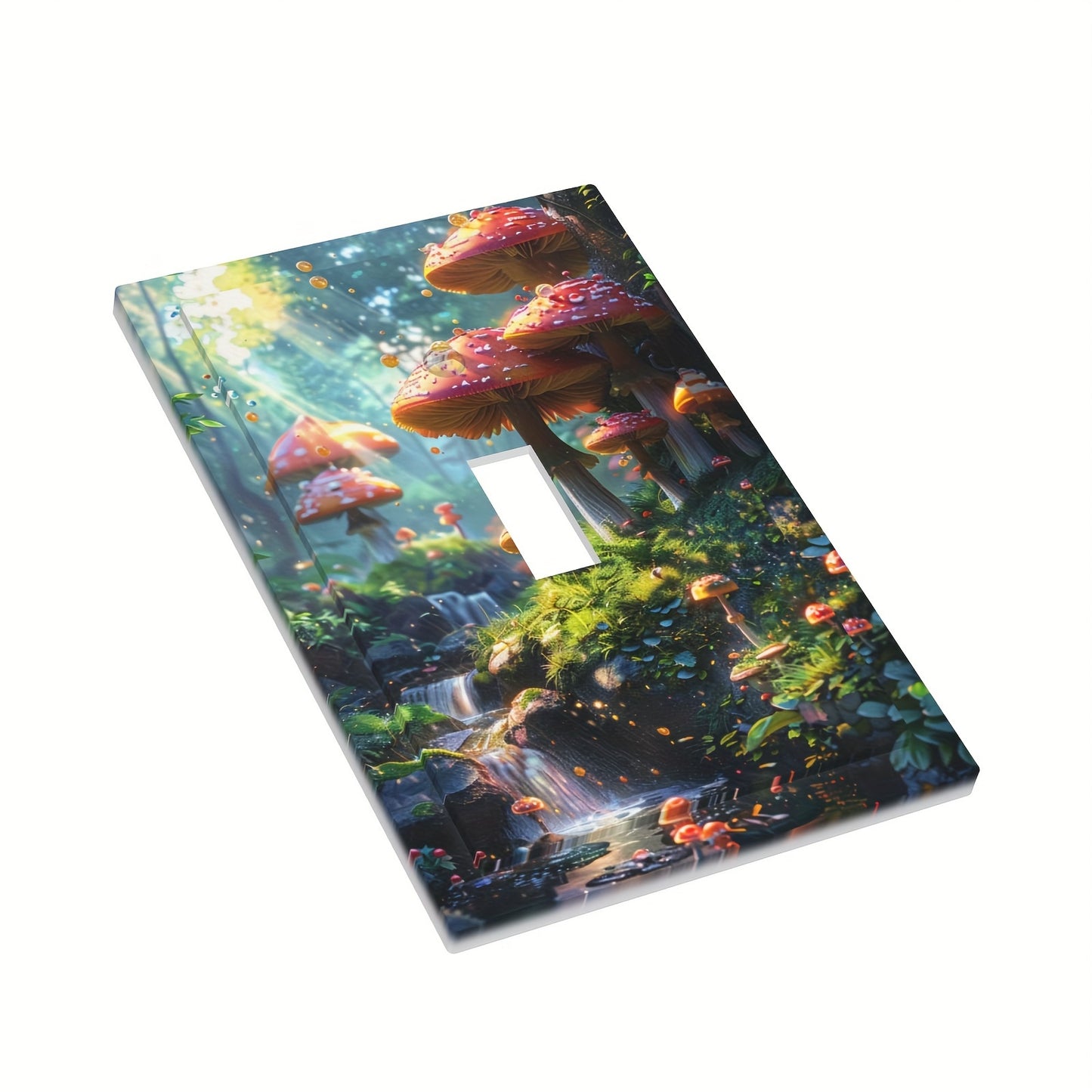 Modern decorative switch cover featuring mushrooms in a forest design. Ideal for bedroom, kitchen, or home decor.