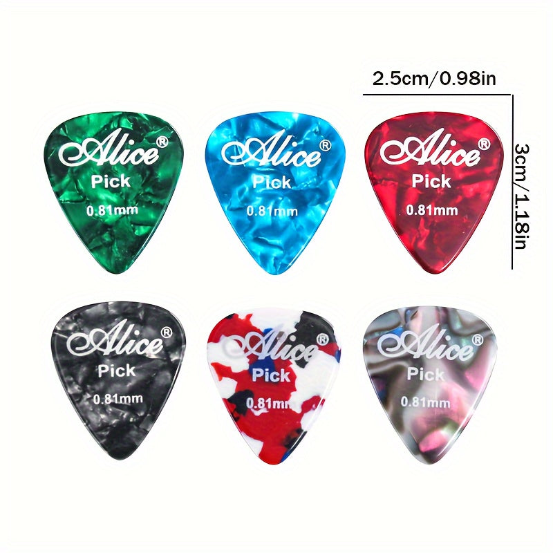 Alice Guitar Picks - Durable Celluloid Plectrums for Acoustic and Electric Guitars, Various Thickness Packs