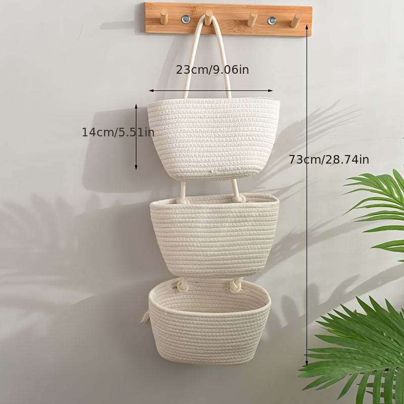 Foldable 3-Layer Wall Hanging Storage Basket for Cosmetics, Toiletries, Underwear, Socks, and More