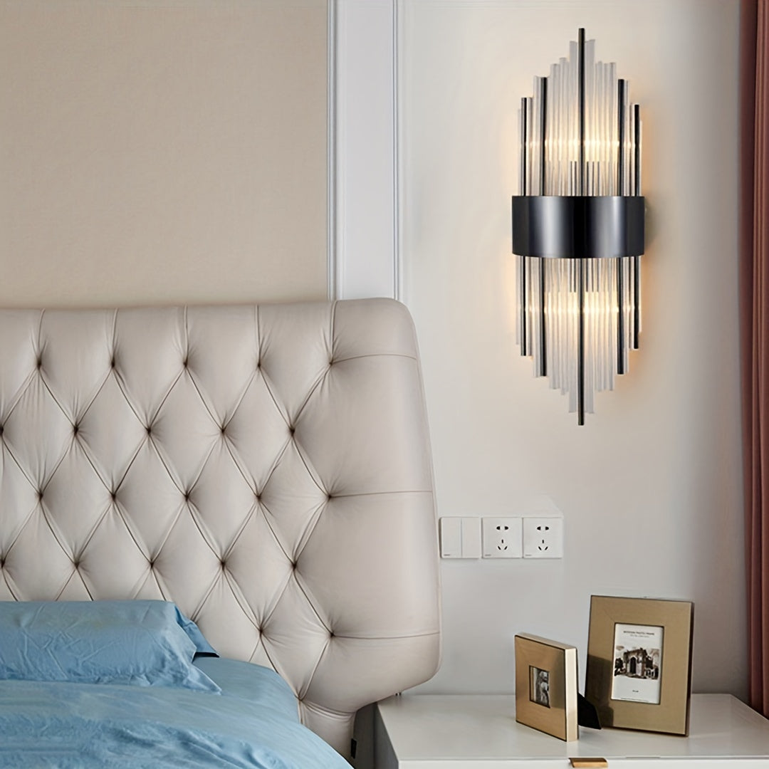 Eye Protection Crystal Wall Lamp for bedroom or bedside, with elegant Nordic design for study or living room. Flush mount, no wires needed.