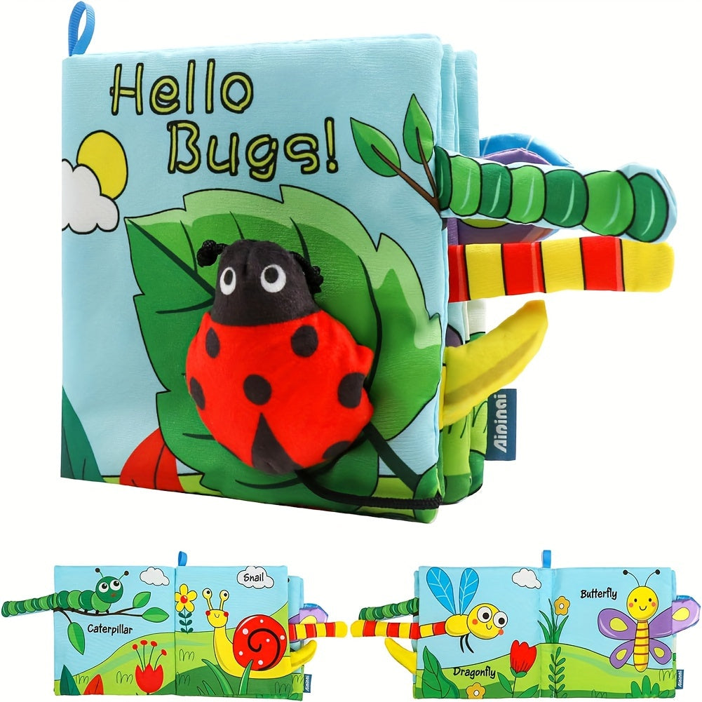 Soft Baby Books with High Contrast Design for USATDD, a Baby Toy that Encourages Touch and Feel. Crinkle Cloth Book for Infants during Tummy Time, made with Non-Toxic Fabrics. Includes a Tail and Sound for an Interactive Educational Experience. Perfect