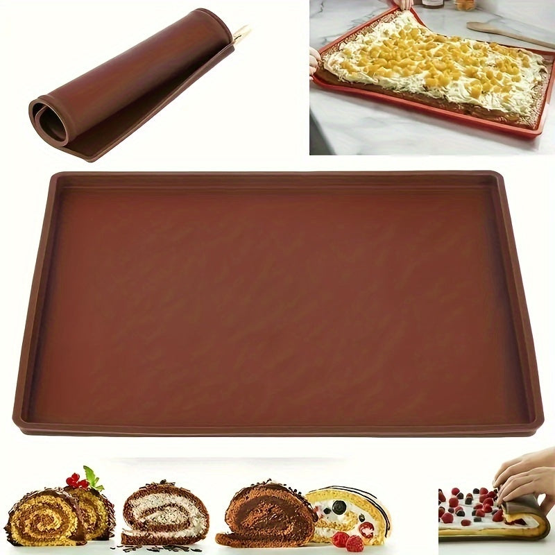 One-piece Swiss Roll Silicone Baking Mat: Non-stick, Reusable, Heat-Resistant, Dishwasher-Safe Kitchen Tool for Effortless Dessert Making