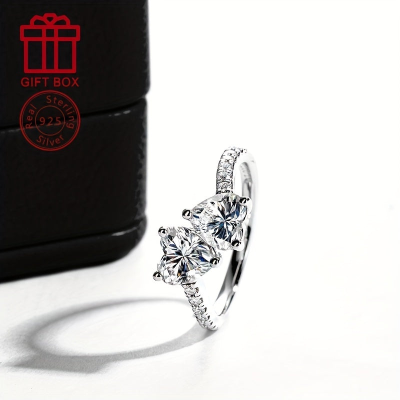 Gift your friends and BFFs this fashionable and novel Women's Eternal Ring, featuring a 925 Silver Moissanite 6.5mm Heart shape main stone with 2CT, adorned with 0.012*14 side stones. The ring weighs a total of 4.6g, making it a stunning accessory for